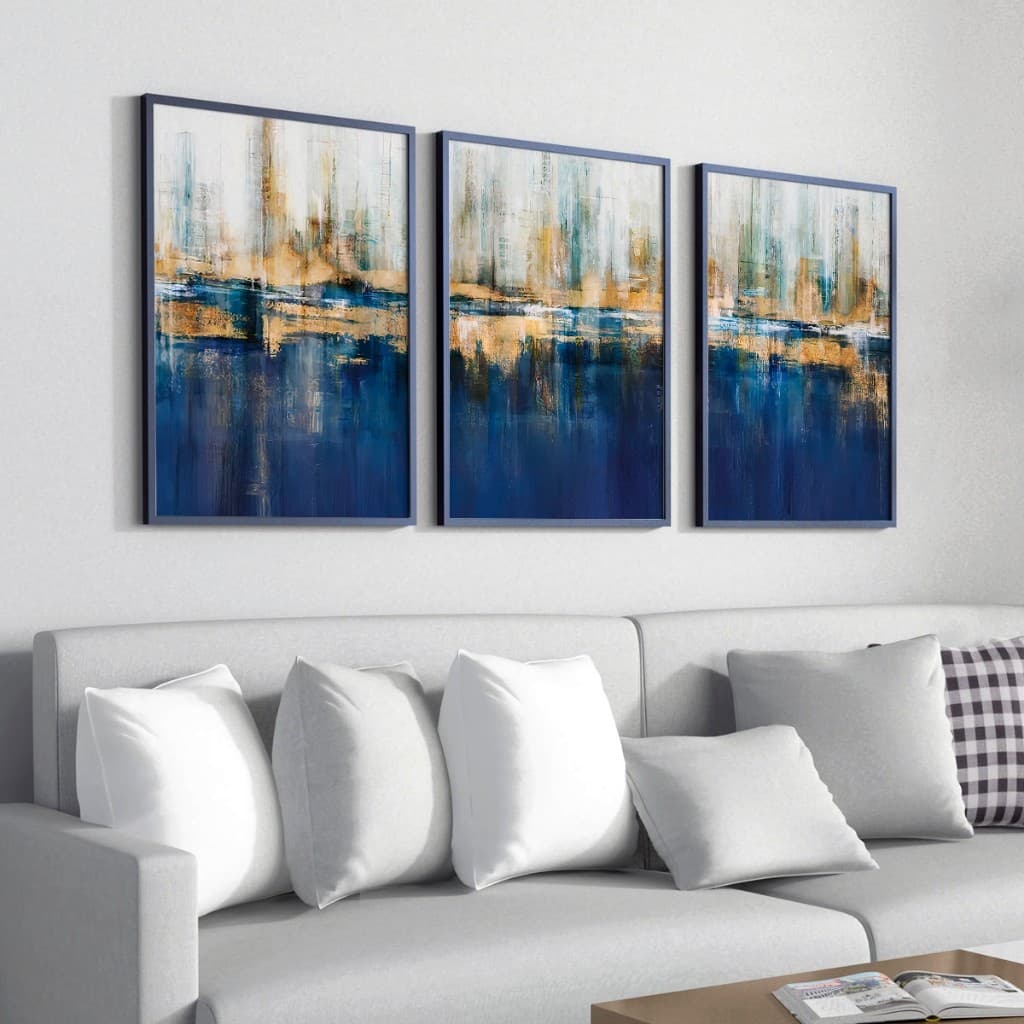 Conjunto Quadros Decorativo Parede 50x70 cm Com Moldura Moderno Sala Abstrato