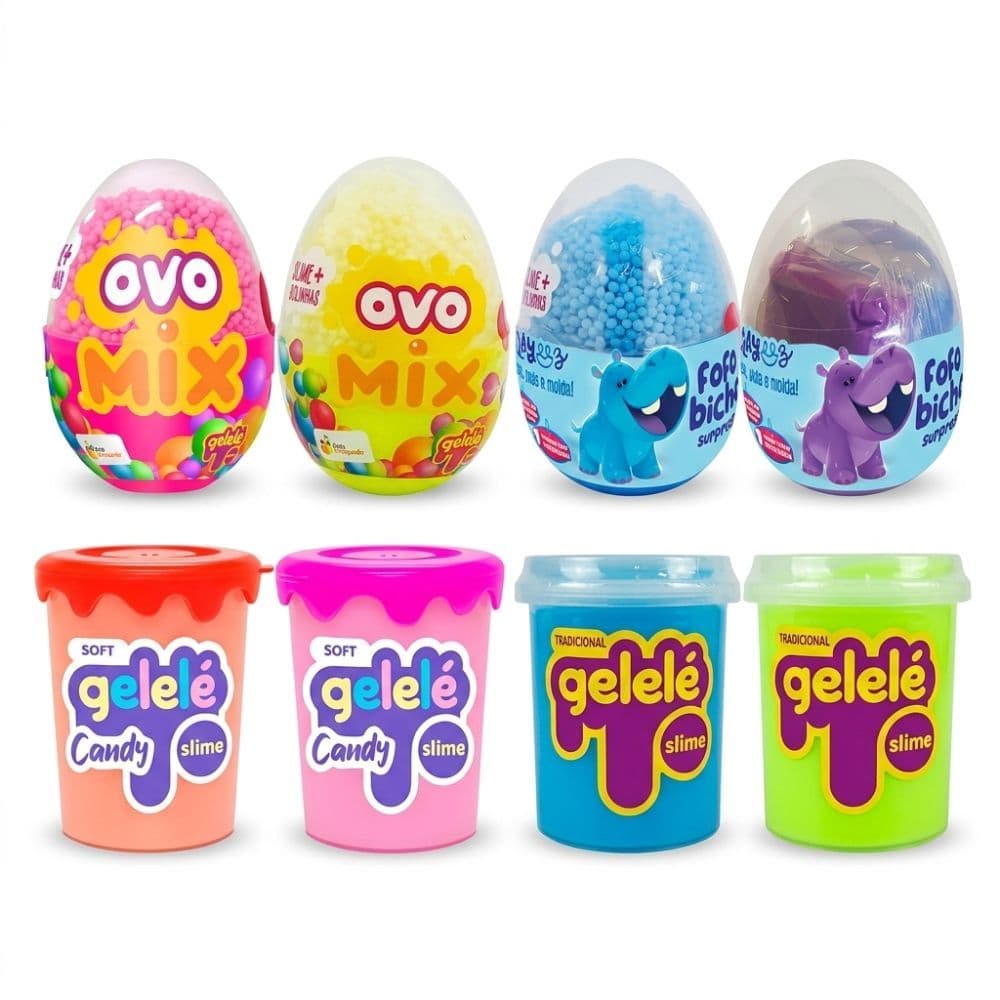 Kit Slime Tradicional com Candy Soft Ovo Mix e Fofobicho