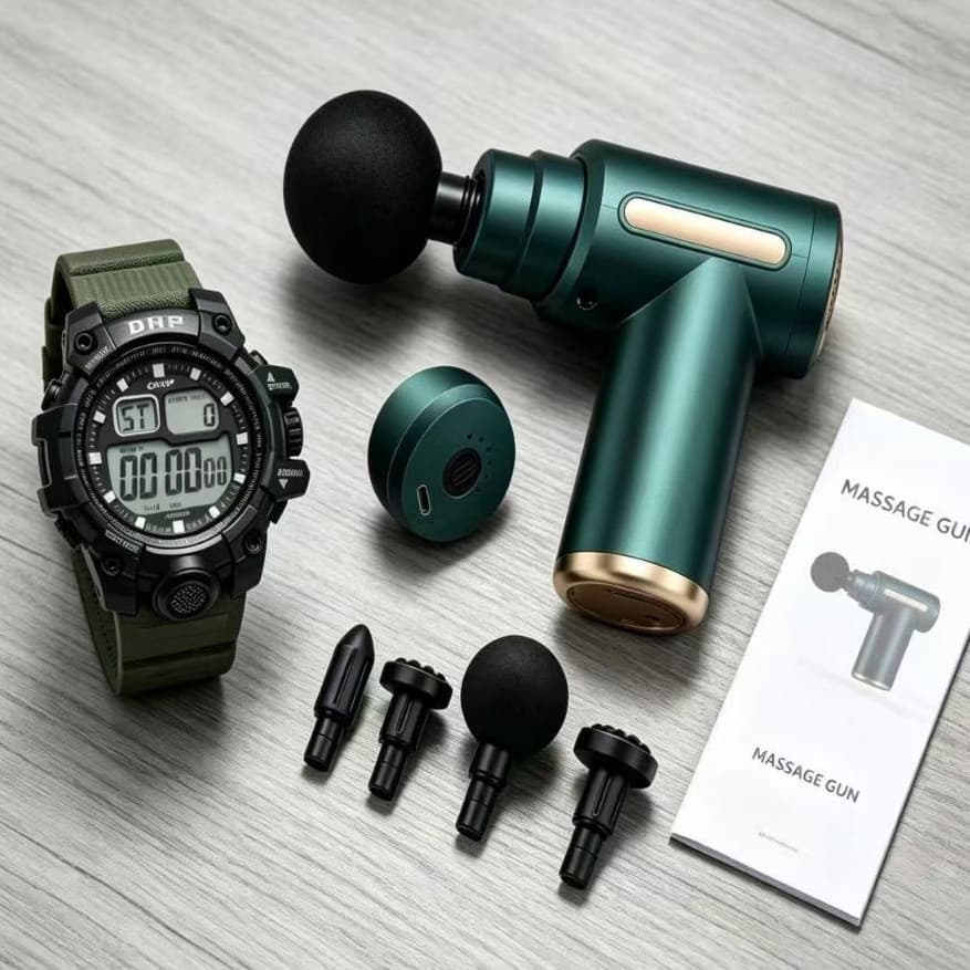 Massageador muscular elétrico profissional de alta frequência, emparelhado com um relógio eletrônico