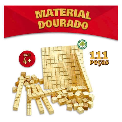 Material Dourado 111 Peças Madeira Educativo Infantil Escola