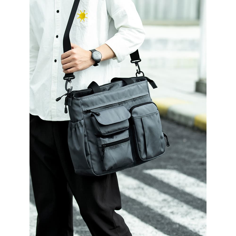 Bolsa Diagonal de um ombro masculina multifuncional maleta de viagem na moda Multi-bolso Casual bolsa de negócios mochil
