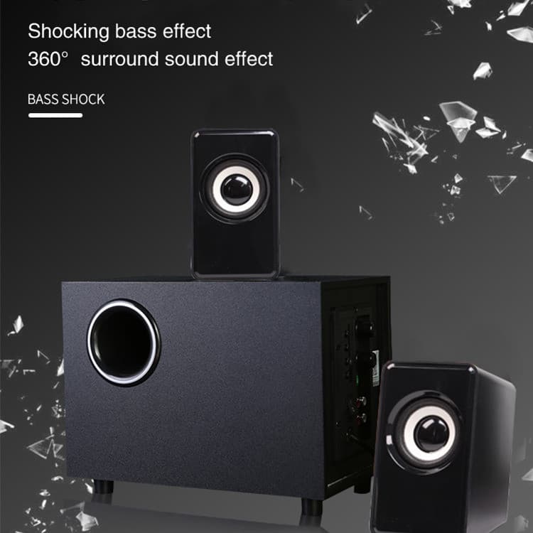 【Som de Alta Qualidade】 Caixa De Som Inteligente 2.1 Madeira USB Para PC/2.1/Subwoofer/USB/Madeira