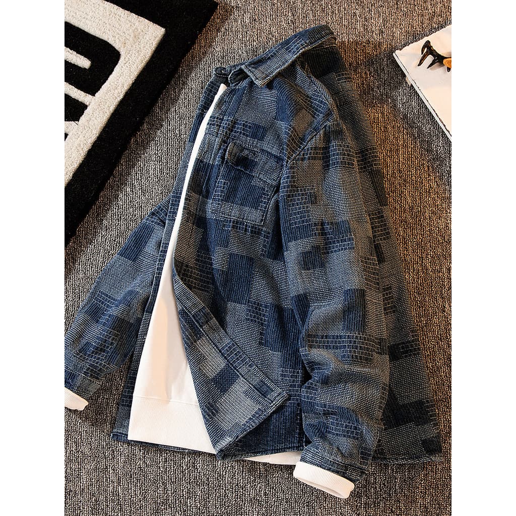 Jaqueta de outono masculina Retro ins Street Wear Design xadrez nicho plâncton bonito High-End jaqueta jeans primavera o
