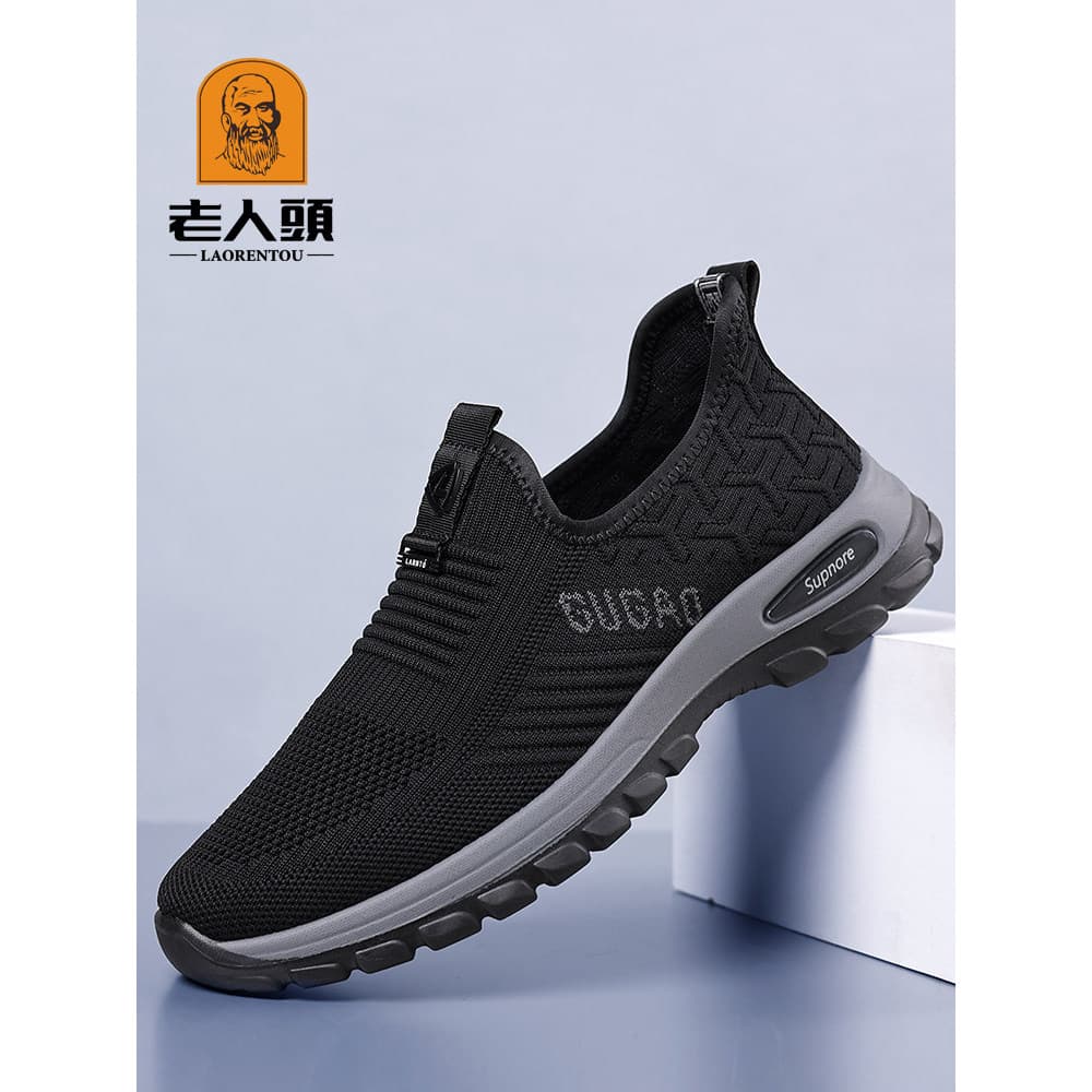 Sapatos de rede de cabeça para idosos masculinos primavera verão sapatos casuais masculinos respiráveis de um Pedal velh