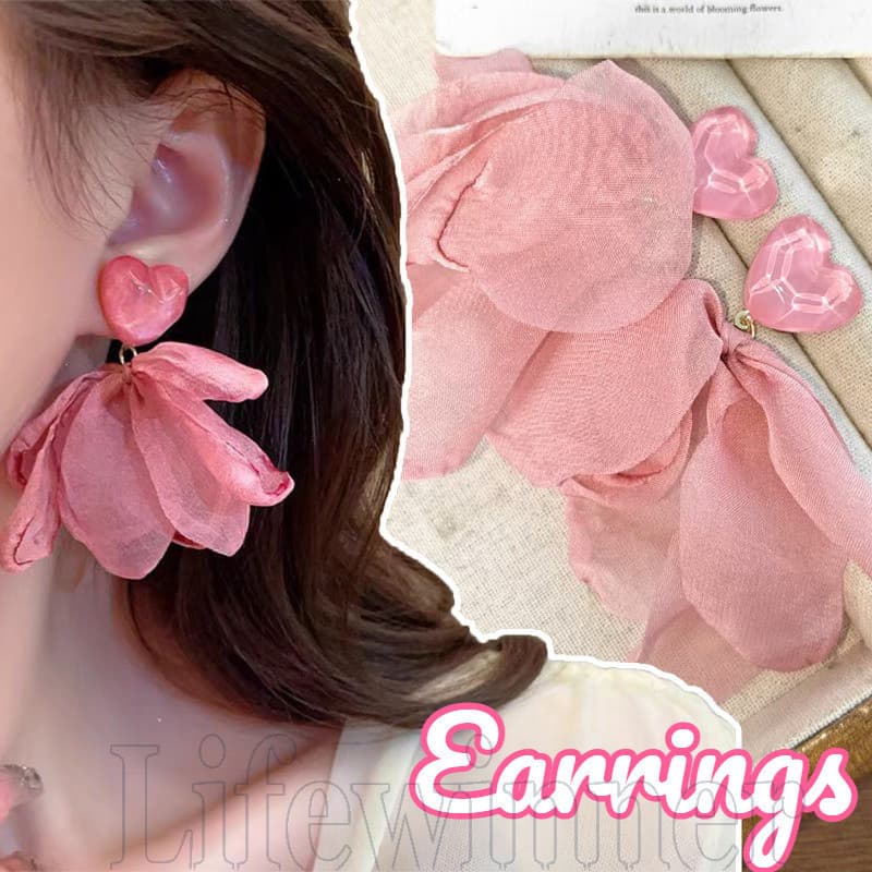 Brincos De Flor De Tecido-Estilo Boêmio , Elegante , Doce-Presentes De Joias Da Moda-Para Férias De Verão , Roupas De Fe