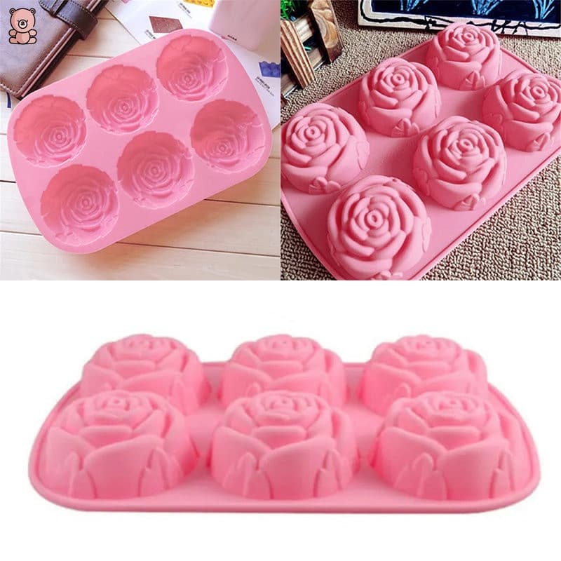 Silicone 6 Bolo De Flor De Rosa Sorvete Molde De Chocolate Cupcake 3D Painel De Prato Muffin