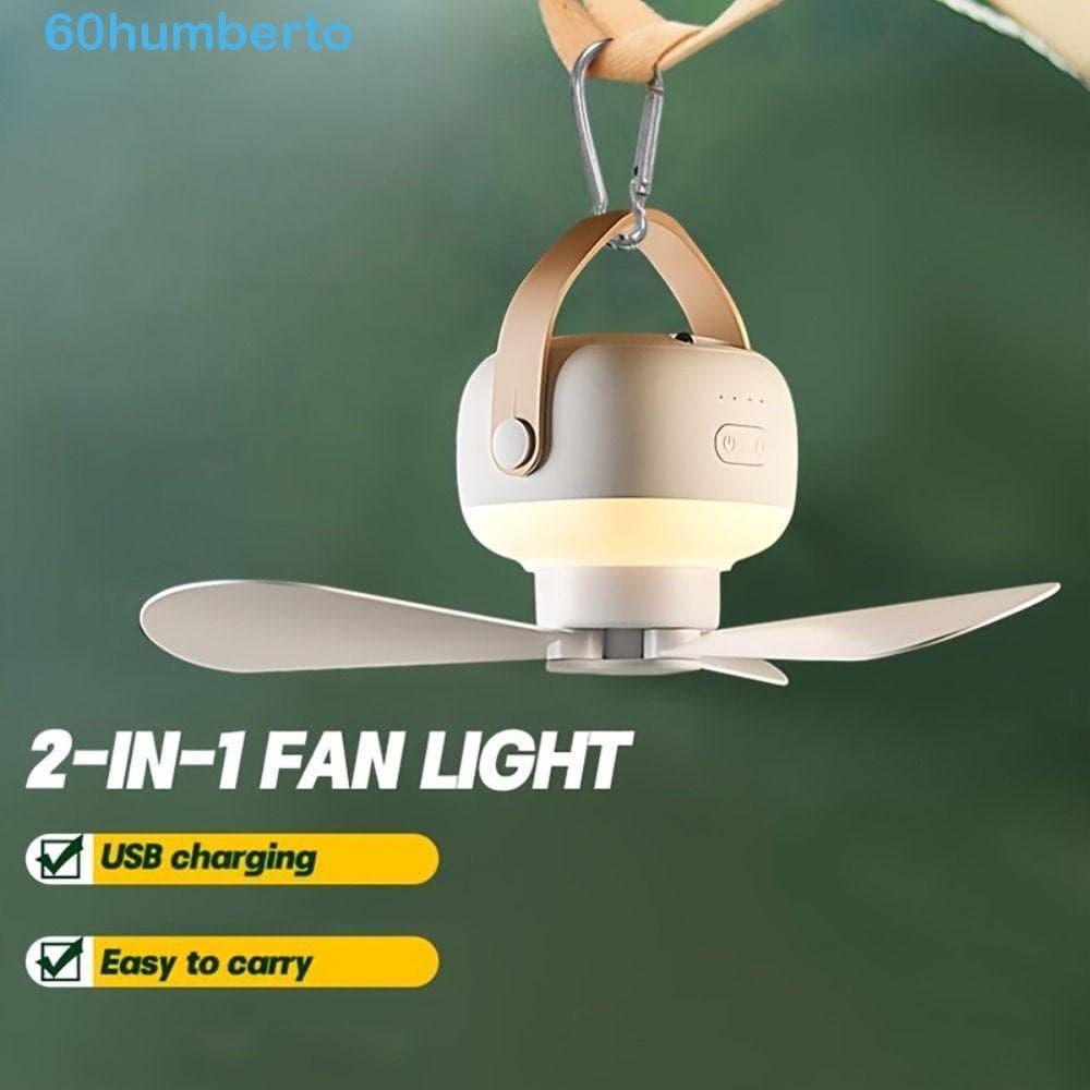 Ventilador De Teto Portátil HUMBERTO , Suporte Incluído Mini Elétrico Sem Fio Recarregável , Luz Noturna