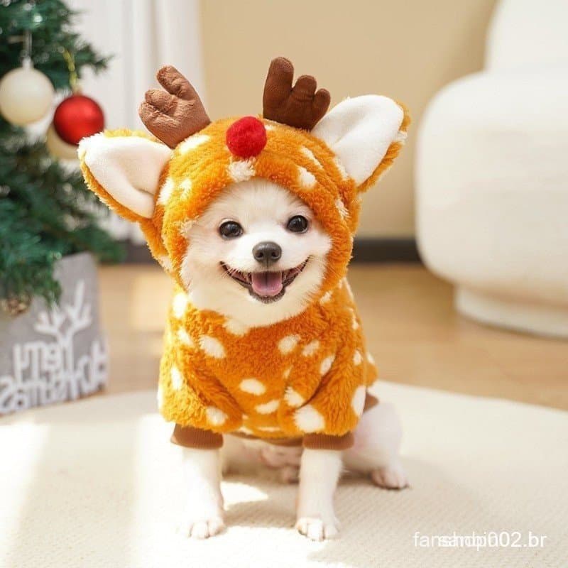 Roupas Para Cães De Natal Estimação Com Fivela De Tração