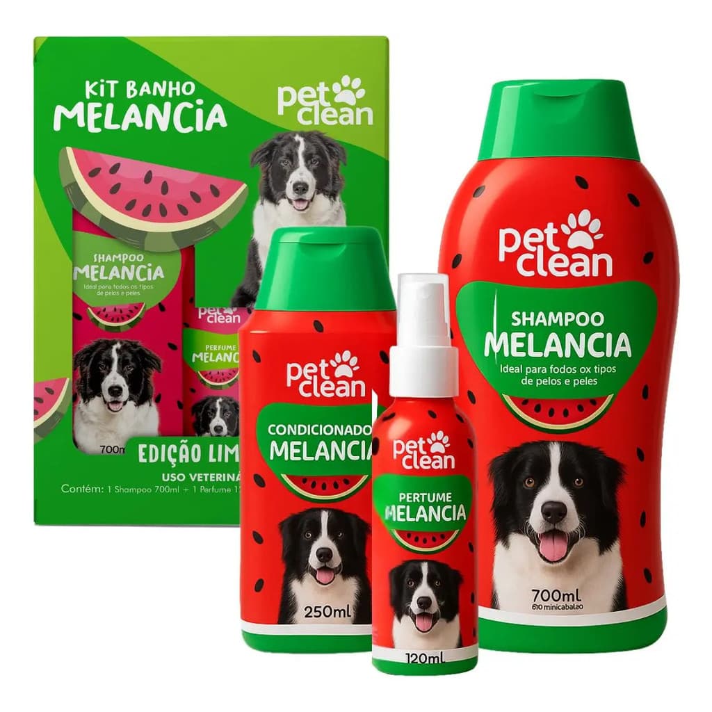 Kit Shampoo Condicionador Perfume Melancia Pet Clean