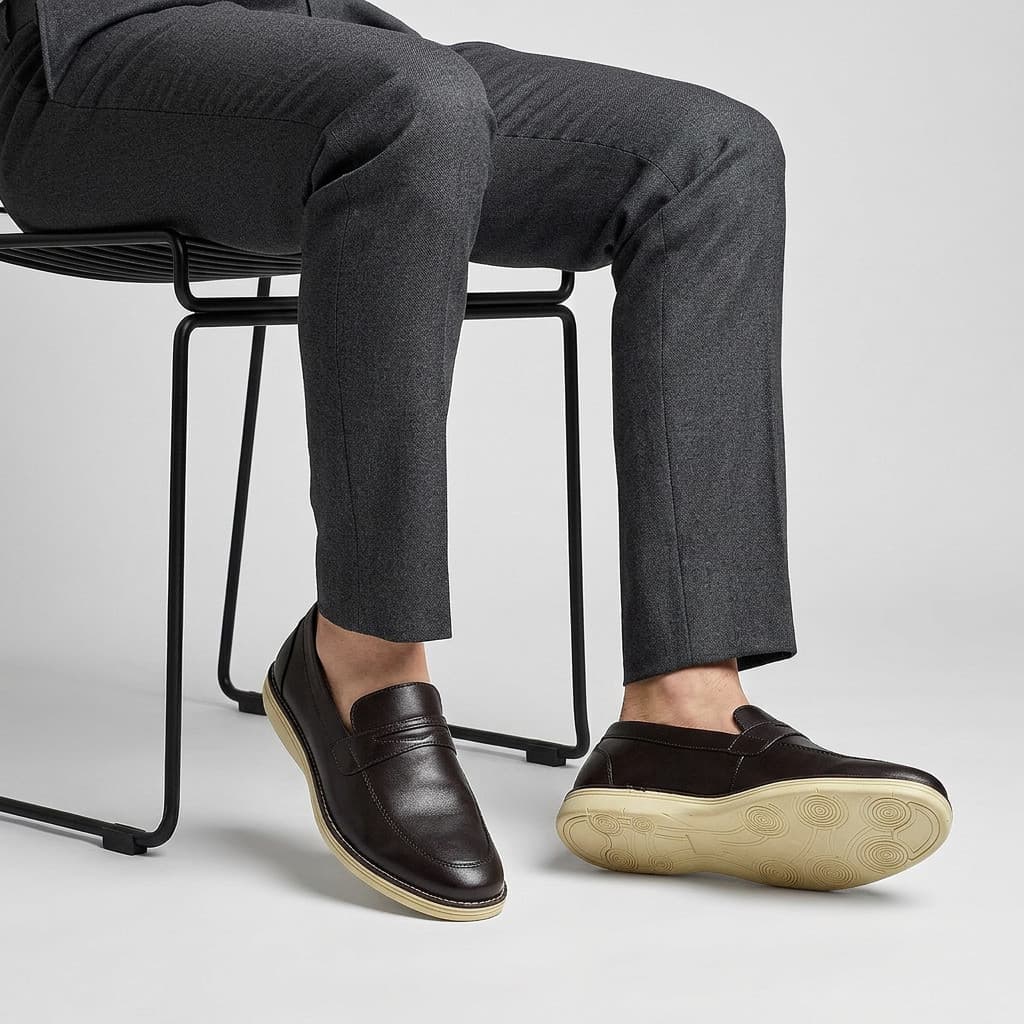Sapato Loafer Masculino Marrom Casual Leve Para Trabalho