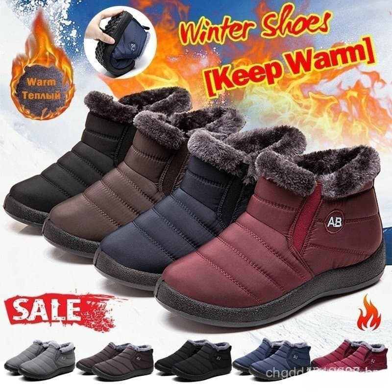 Calçados de inverno femininos, botas de neve impermeáveis e felpudas e botas curtas femininas, tamanho g 01RU.