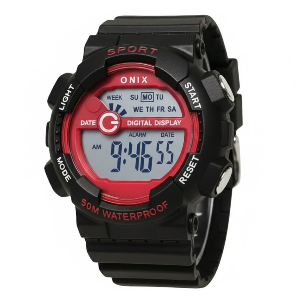 Relógio Masculino Onix Digital IT-855（0122） Preto e Vermelho