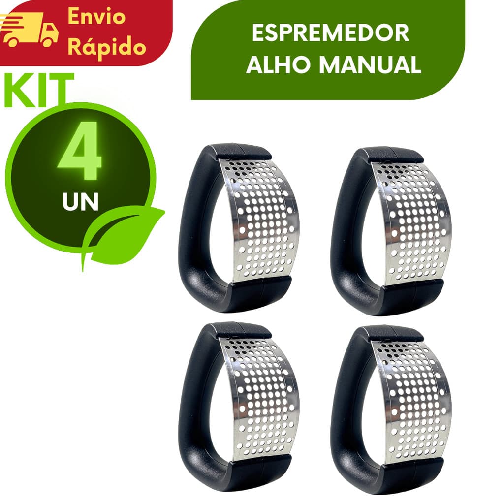 4 UNIDADES Espremedor Alho Manual Tritura Amassa Rápido Para Cozinha Restaurante Buffet