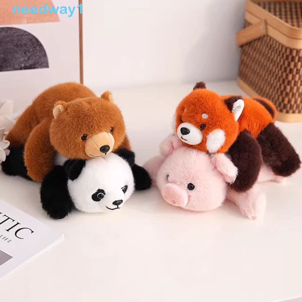 NEEDWAY Guaxinim Urso De Pelúcia , Porco Panda Preguiça Husky Deitado Animal , Travesseiro Macio 18cm Boneca