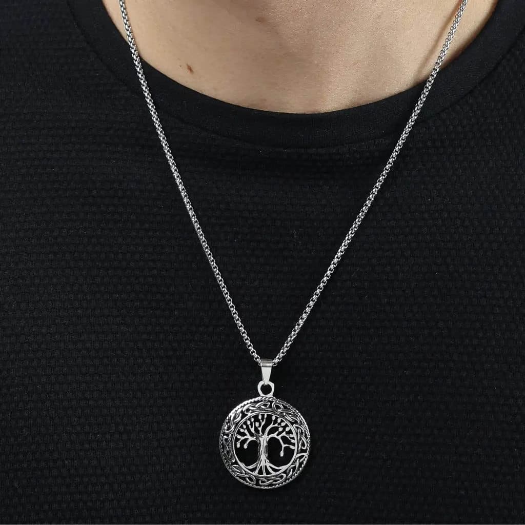 Colar Masculino Árvore da Vida Nórdico em Aço Inox