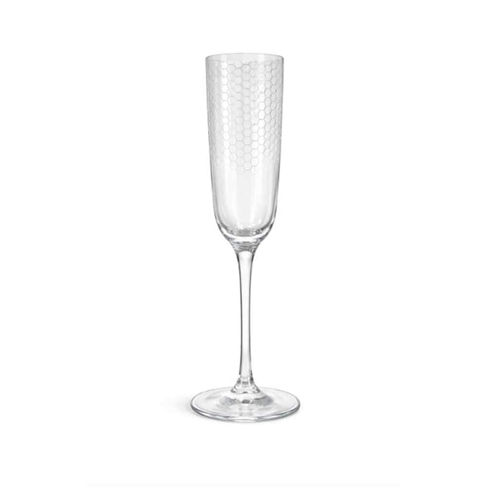 Jg. 6 Taças Champanhe em Cristal Colmeia Pantografada 200ml