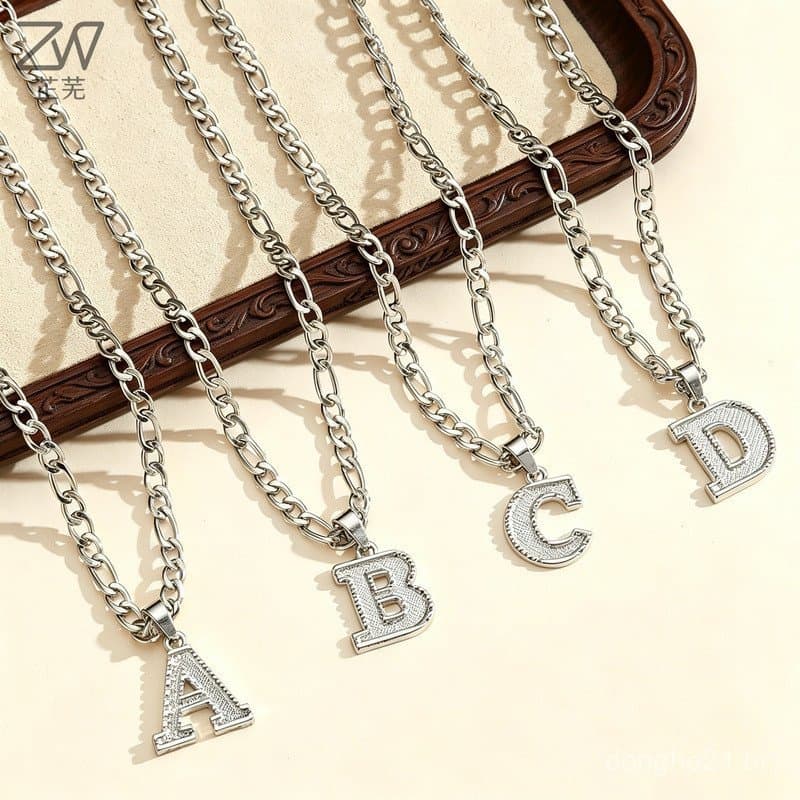 Colar e Pulseira com Pingente de Letras em Inglês em Aço Inoxidável, Acessórios para Presente de Casal