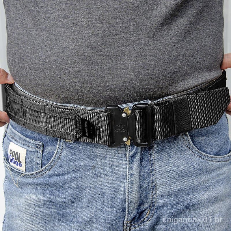Cinto Tático Masculino Molle de 2 Polegadas para Caminhada, Cinto de Combate de Metal, Cinto de Cintura 2 em 1 para Acam