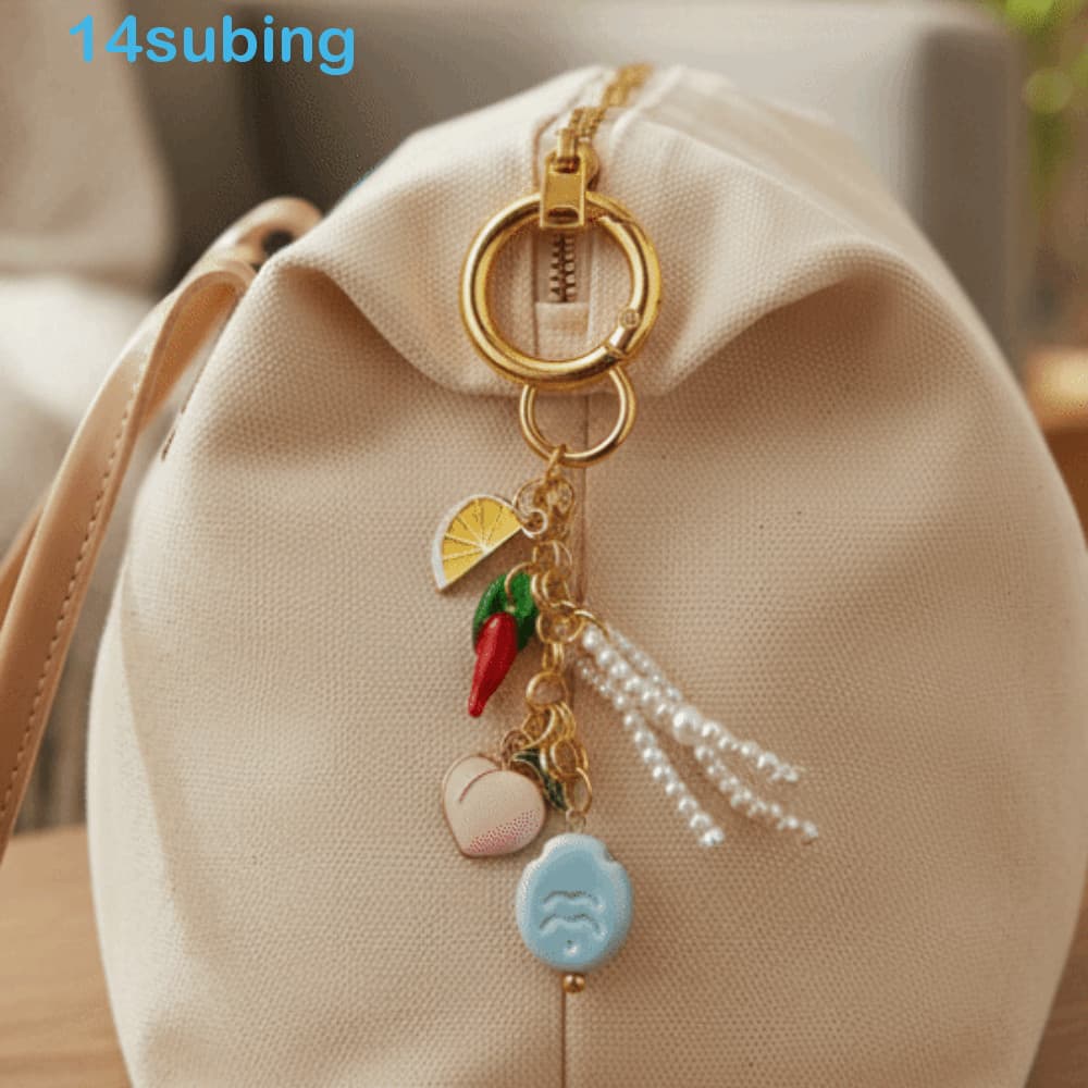 SUBING Charme De Bolsa De Corda Trançada , Chaveiro De Peixe Pequeno E Moderno Exclusivo , Pingente Elegante Variado Fem