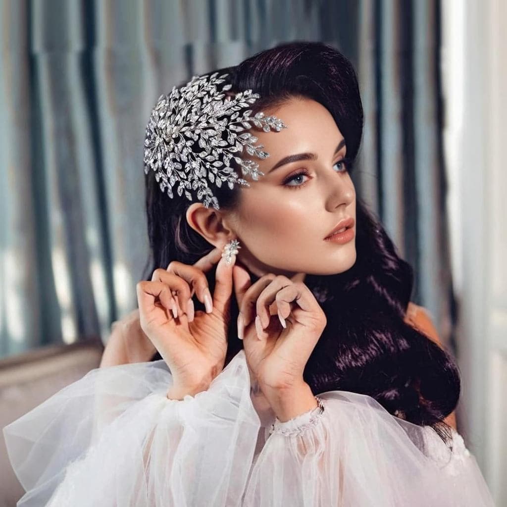 Acessório de Cabelo para Noivas HONGMEI com Strass, Peças de Cabelo com Cristais em Forma de Folha, Acessórios de Cabelo
