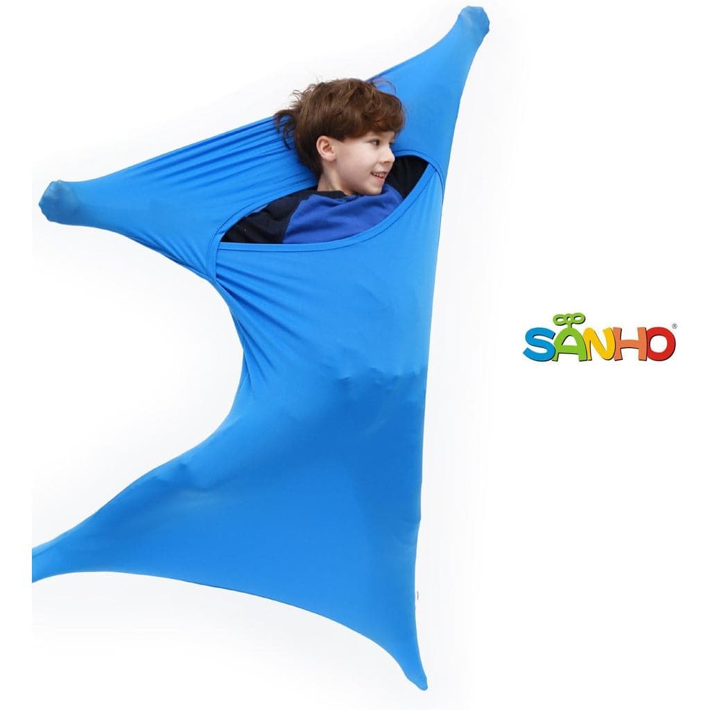 Meia Sensorial Premium SANHO, Versão Atualizada, Média, 50" C x 24" L, Adequada para altura: 46"- 54" Azul