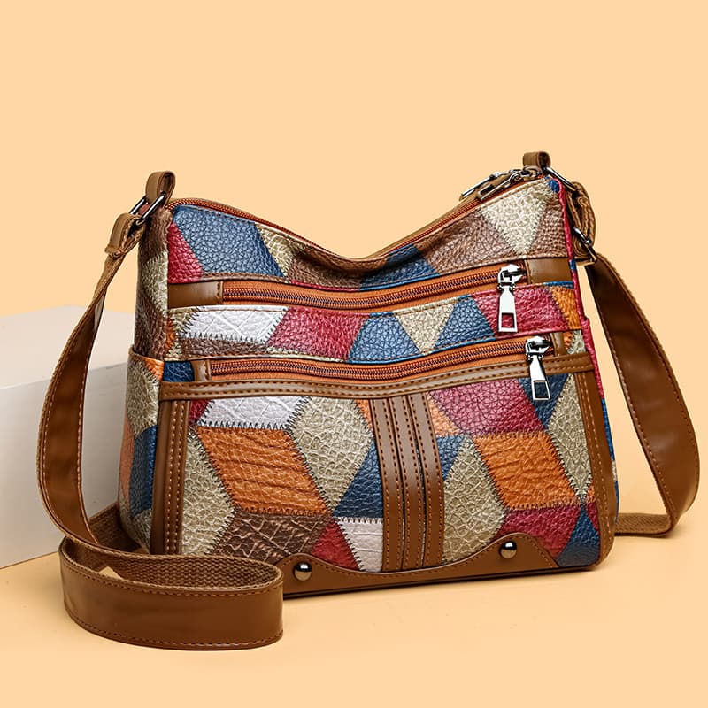 Bolsa feminina 2024 novo estilo costura bolsa de ombro feminina mãe feminina de meia-idade bolsa para celular colo