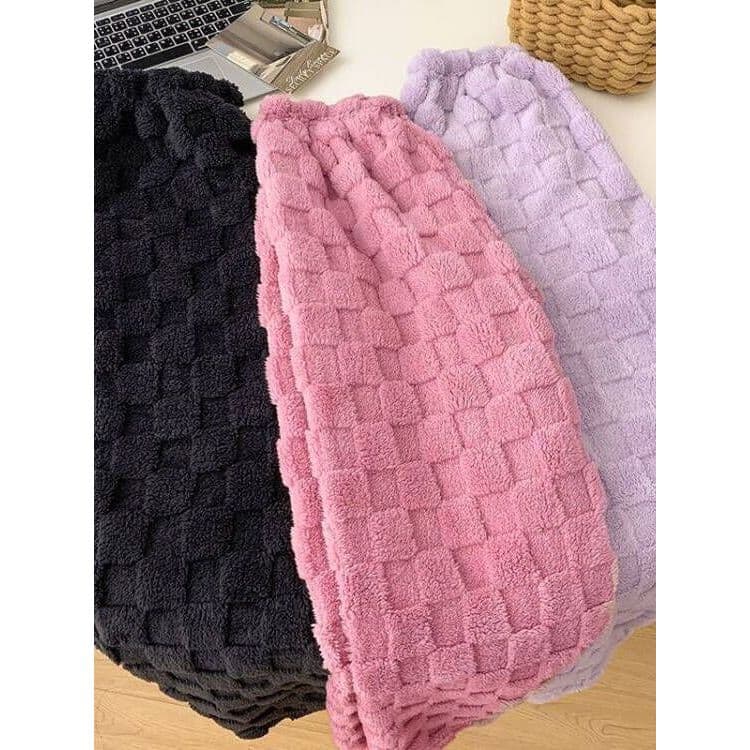Outono inverno engrossado Coral velo quente confortável Homewear calças xadrez pijama calças de venda quente solto andan