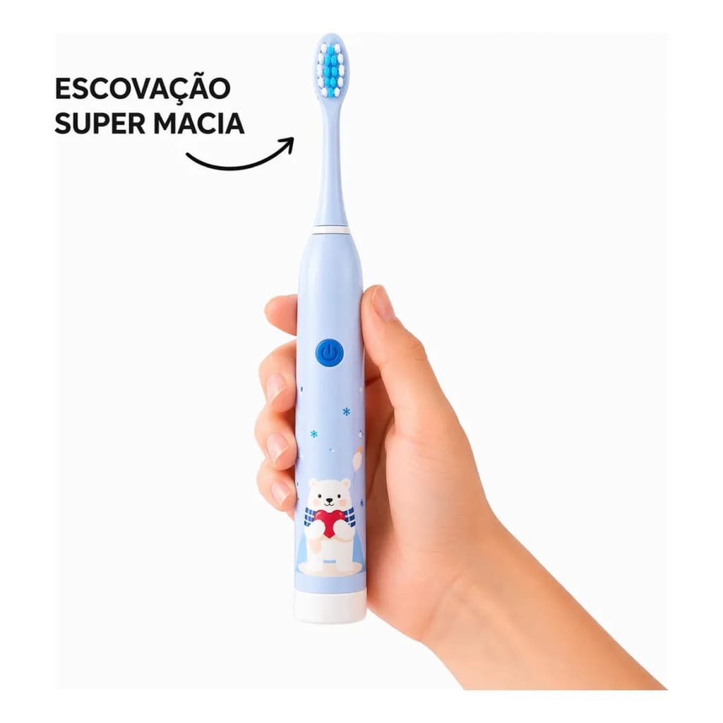 Escova Elétrica Infantil Dental Recarregável Usb Urso