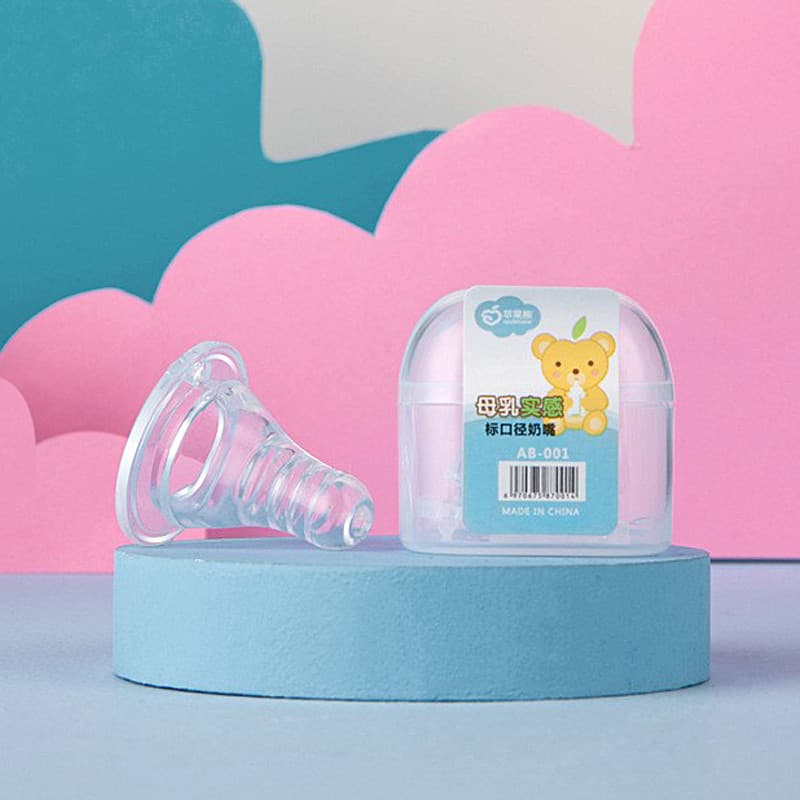 Chupeta de Silicone macio para bebê, calibre padrão, buraco cruzado, buraco redondo, simulação de leite materno, caixa d