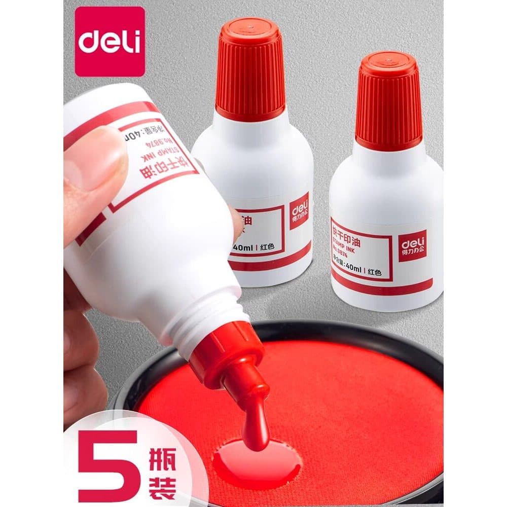 Deli Stamp Oil Red Almofada de carimbo de secagem rápida Óleo de secagem rápida à prova d'água Selo oficial Selo especia