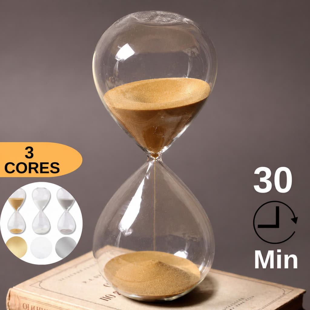 Ampulheta Decorativa 30 Min Relógio de Areia em Vidro - Timer para Escritório e Estudo