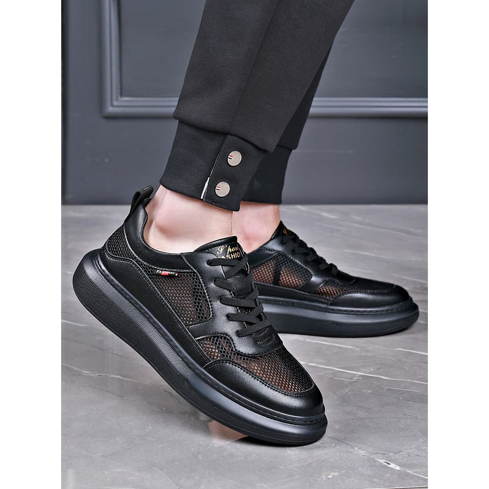 Sapatos de malha masculinos verão respirável sola grossa leve novo estilo High-End estilo fino estilo Hong Kong All-Matc