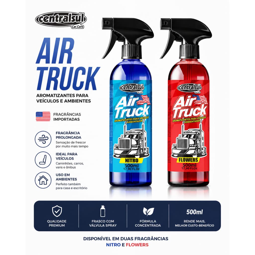 Aromatizante Air Truck Flowers,Nitro Centralsul 500ml