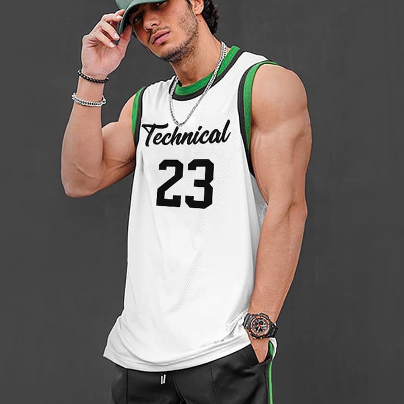 2022 verão roupas de Fitness versão coreana Street Wear solto tamanho grande basquete malha colete esportes masculinos s
