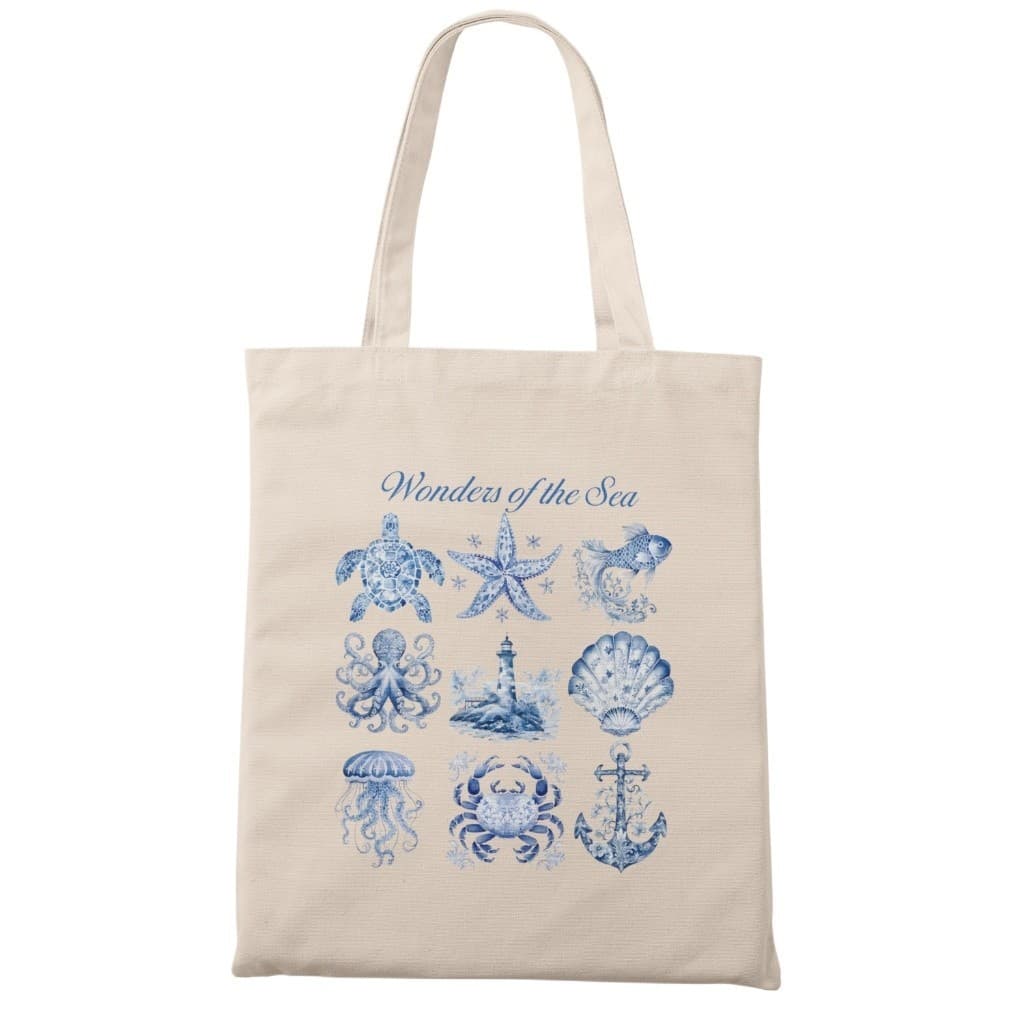 Ecobag Maravilhas do Mar Algodão Brim Bolsa Sacola Oceano Brim Leve Algodão