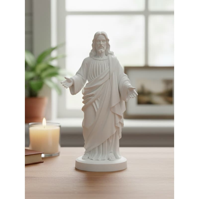 Estátua de Jesus Cristo Rei com manto sagrado - Decoração Religiosa ideal para presentes
