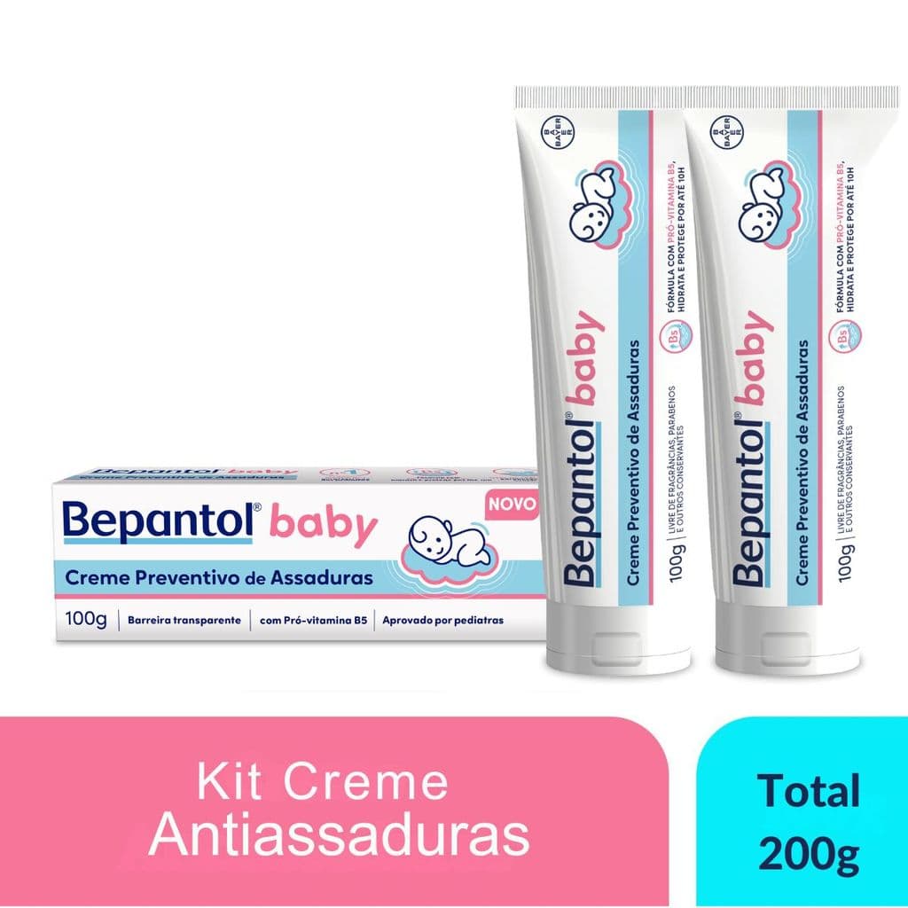 Kit 2 Creme Pomada de Assadura VitB5 100g Cada Bepantol Baby