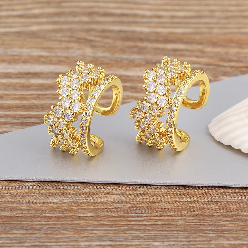 Punho De Orelha Vintage Dourado Não Perfurante Prendedores Falsos Brincos De Cartilagem Bijuteria Para Mulheres Menina F