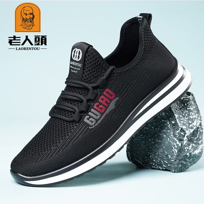 Cabeça de idosos sapatos casuais homens primavera verão novo estilo malha respirável sapatos esportivos masculinos juven
