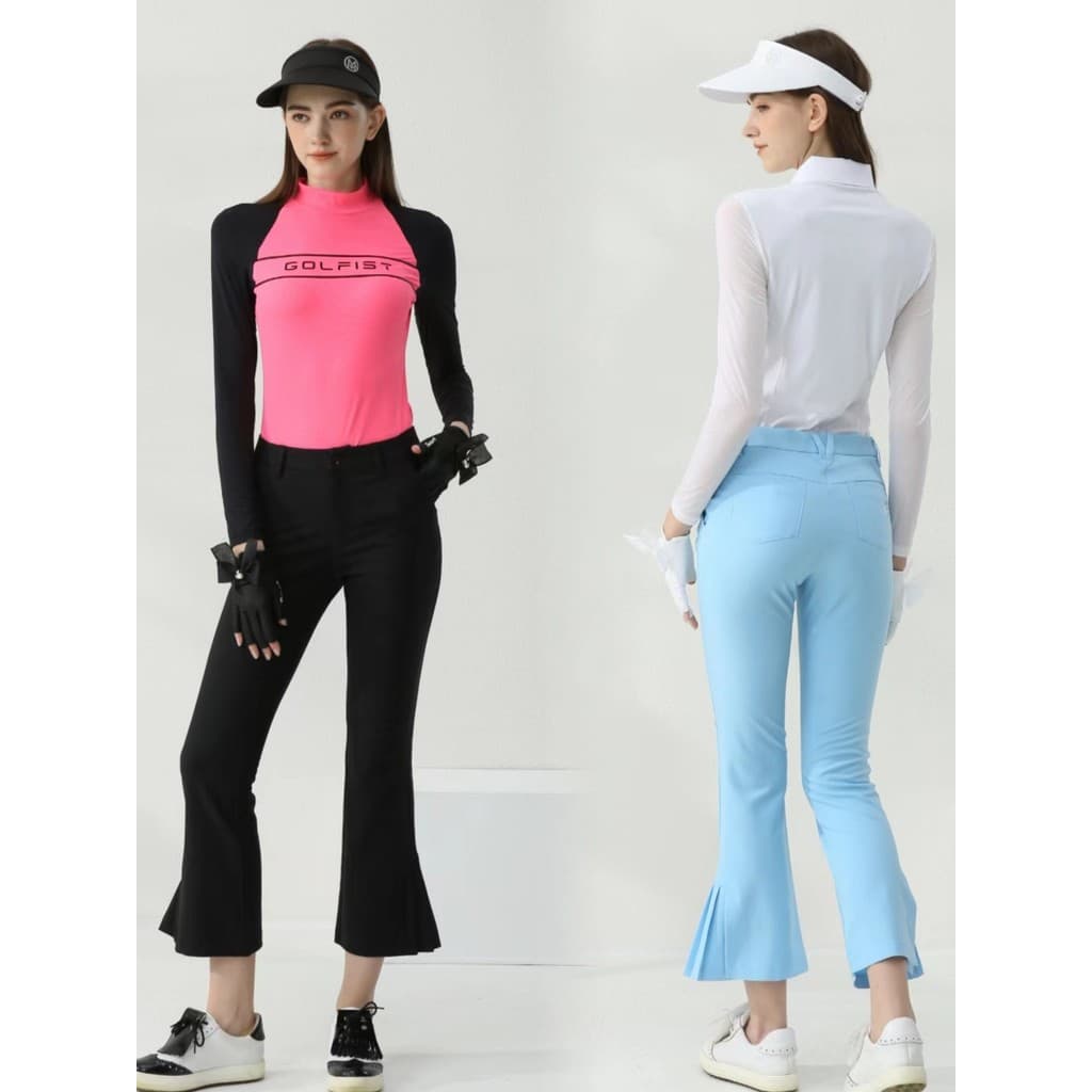 Calças de golfe de verão femininas respirável de secagem rápida estiramento fino-ajuste topo de manga comprida roupas fe