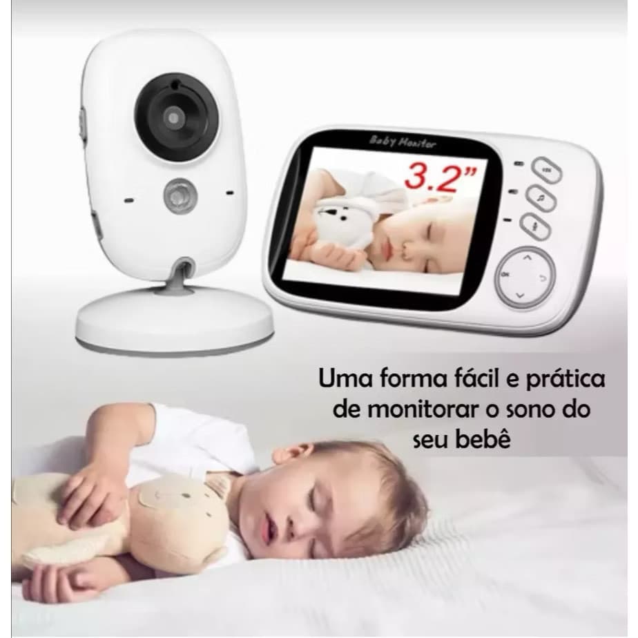 Baba Eletrônica C/ Monitor Visão Noturna Câmera c/ Audio Sensor de Temperatura