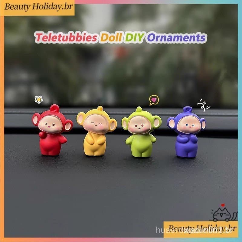 4/16 Pçs Conjunto Teletubbies Série Do Bebê Brinquedos Ornamentos Criativo Boneca Elfo Decoração Carro Das Crianças Cole