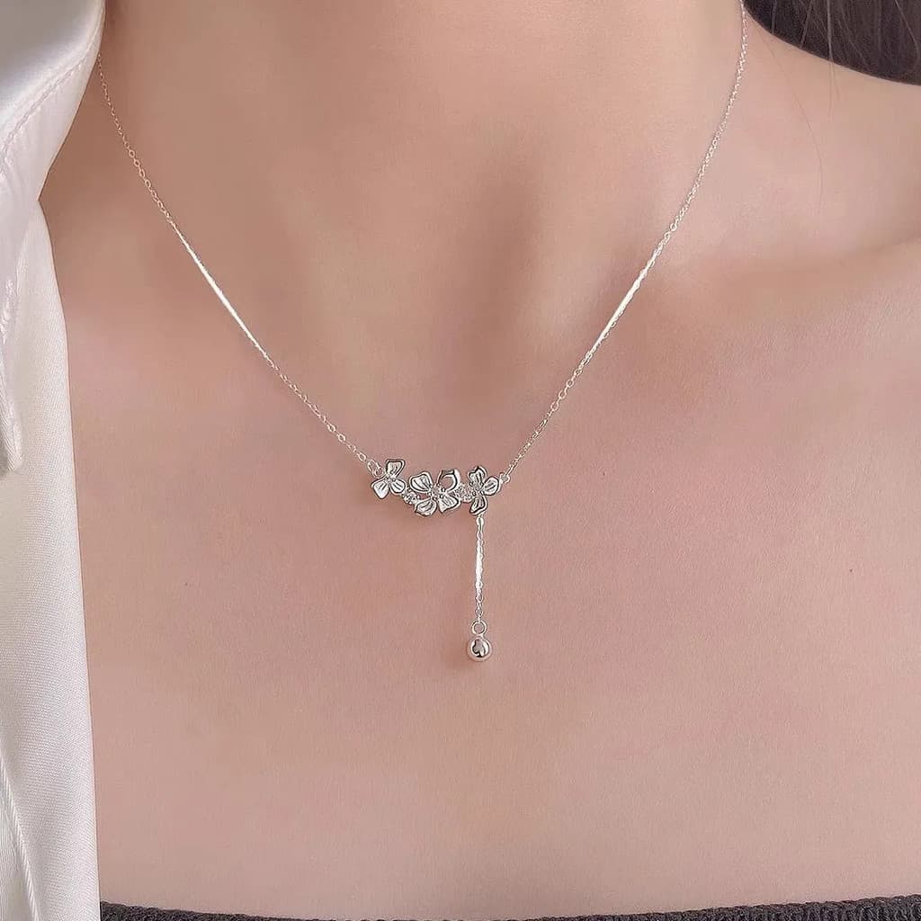 925 prata flor borla colar feminino ins nicho Mori luz luxo doce High-End colar presente para namorada