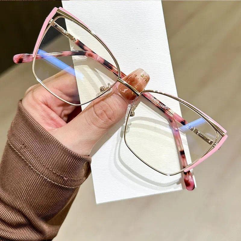Óculos De Metal Femininos Moda Quadrada Mola Dobradiça Resina Ópticos