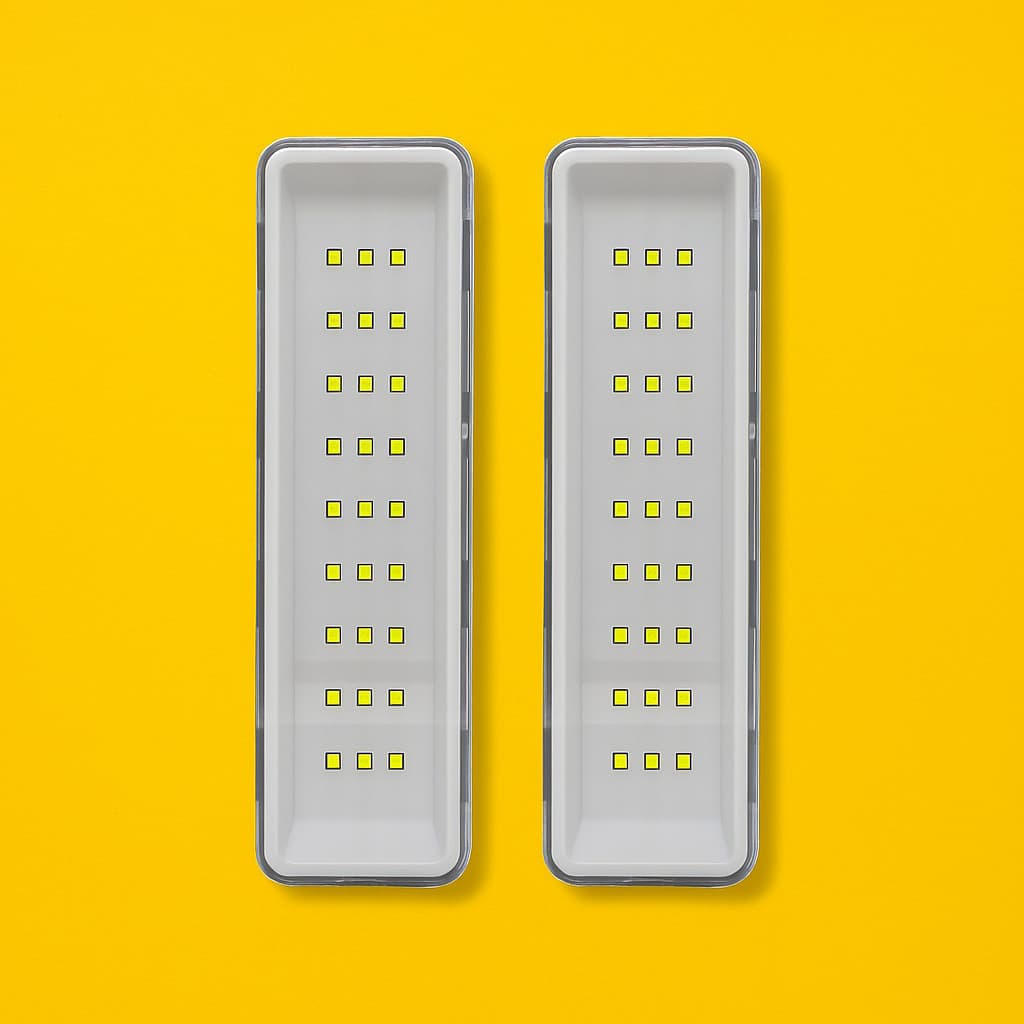 Empalux Kit 2 Luminárias de Emergência LED 2W Bivolt 6400K Branco Frio Alta Autonomia