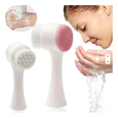 Escova De Limpeza Esponja Facial Massageadora Esfoliante Dupla Face Silicone e Cerdas Macias
