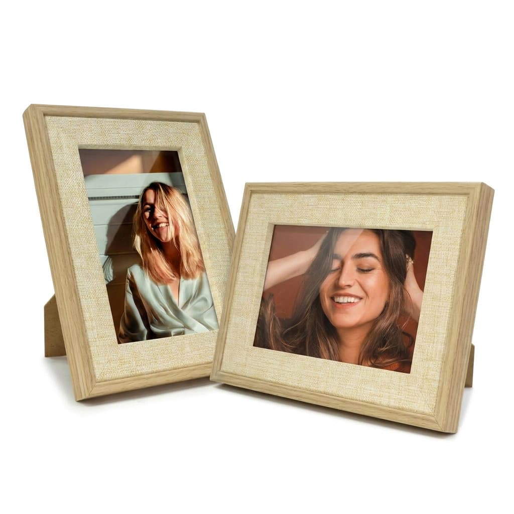 Kit 2 Porta Retratos 10x15 Moldura Dupla Paspatur Em Linho