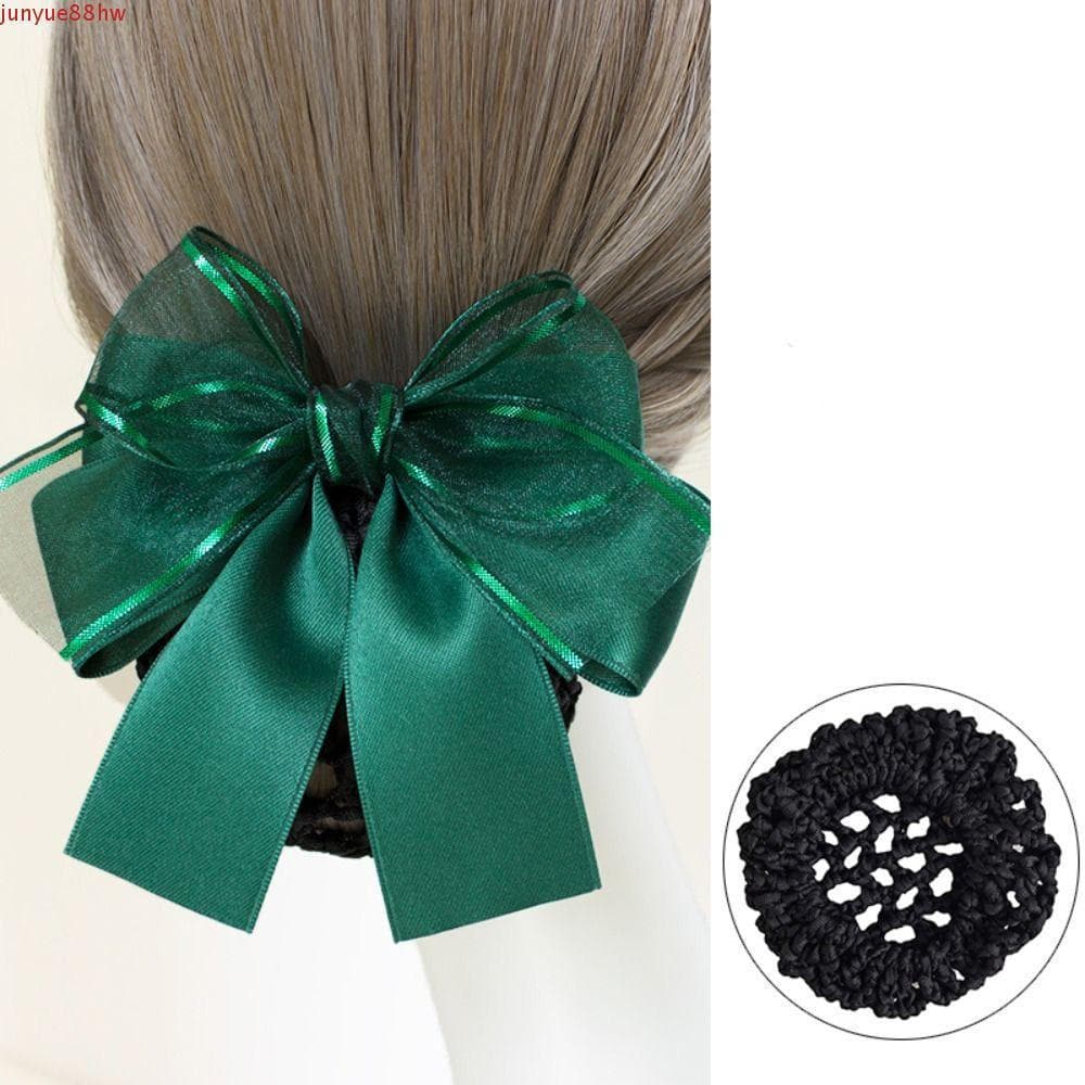JUNYUE Coque De Cabelo Com Laço , Clipes Femininos De Primavera , Estilo Coreano , Rede De Cobertura De Grampos De Pano