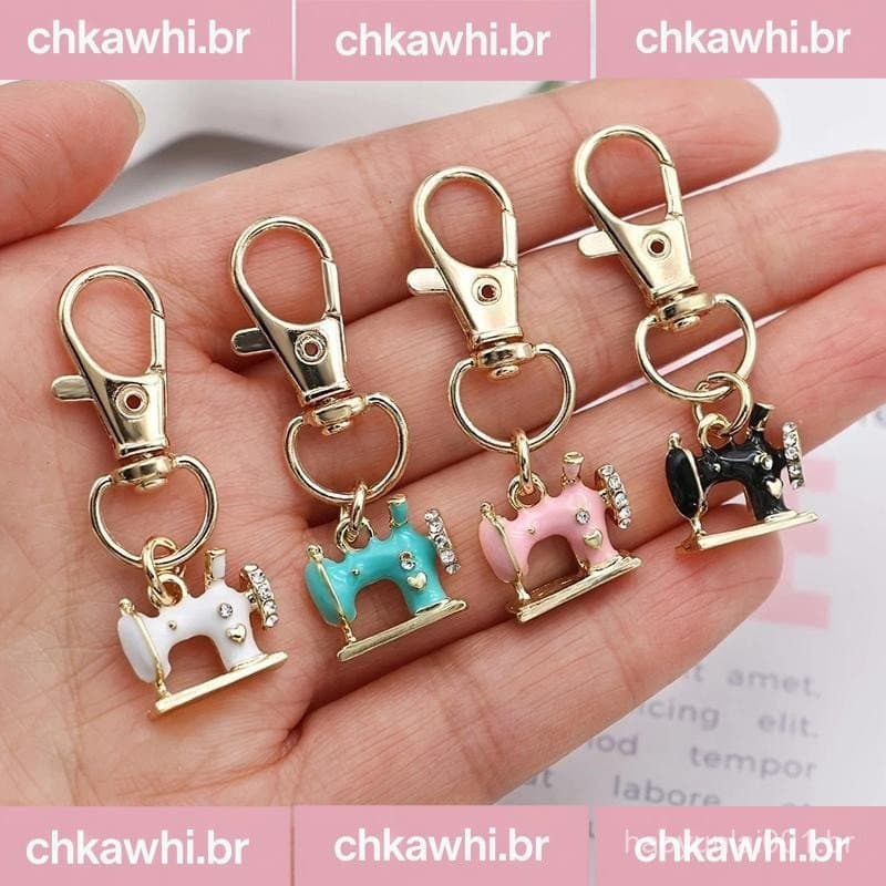 4 Mini Chaveiros de Máquina de Costura - Pontos de Memória e Significado, Chaveiro de Metal Vintage OH3L