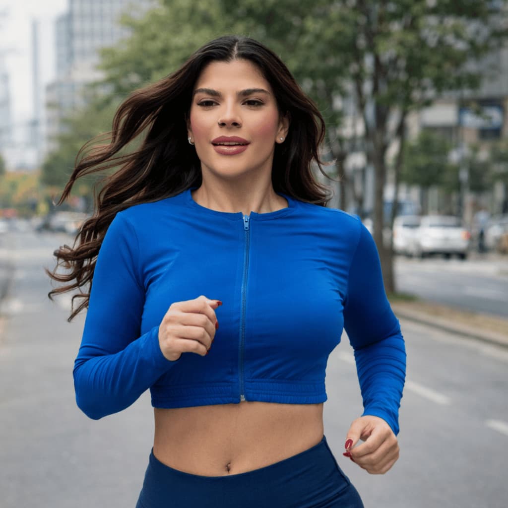 Kit 2 Casacos Fitness Feminino Cropped Manga Longa Com Zíper - Universo Fitness 👑